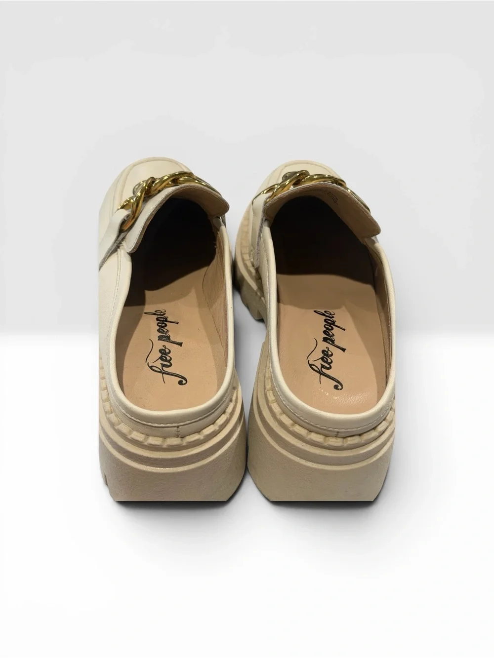 Free People Lyra Link Loafer Mules in Bone Women's Size 10.5 y2K